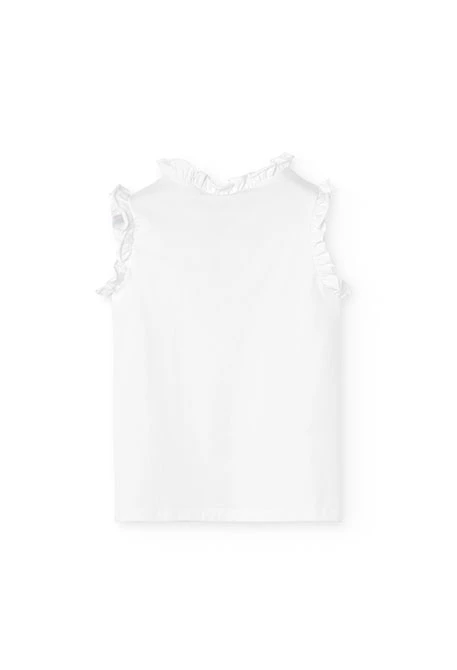 Pijama de punto de tirantes para niña en color blanco