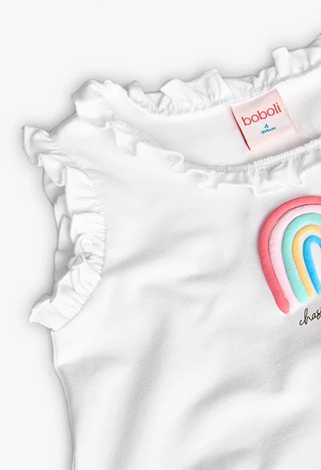Pijama de punto de tirantes para niña en color blanco