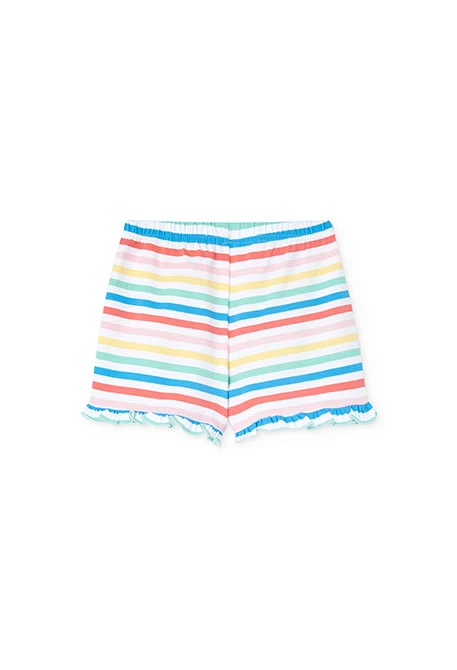 Pijama de punto de tirantes para niña en color blanco