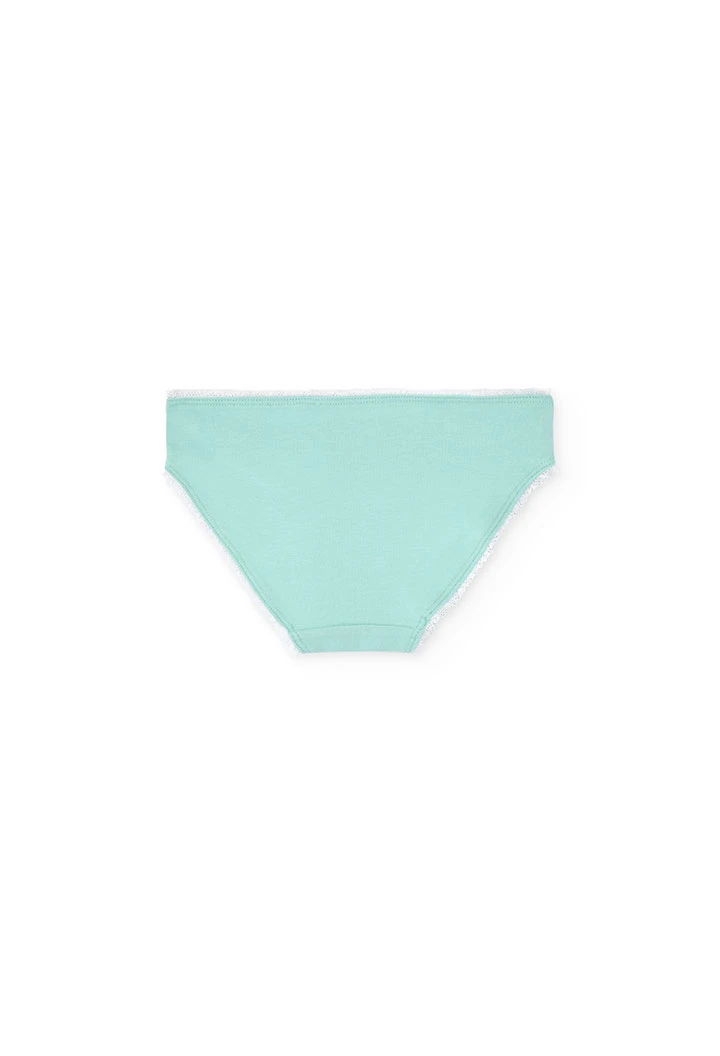 Pacco da 3 mutandine in maglia per bambina nei colori verde, rosa e bianco.