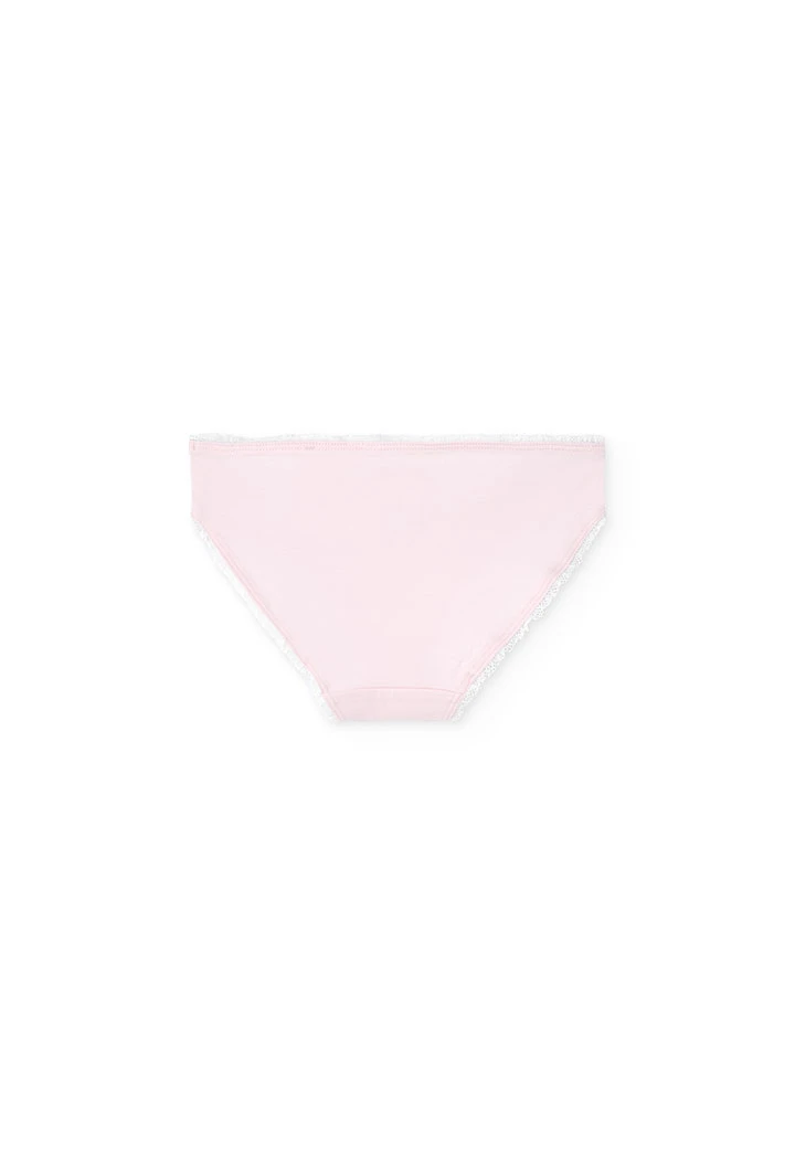 Pacco da 3 mutandine in maglia per bambina nei colori verde, rosa e bianco.