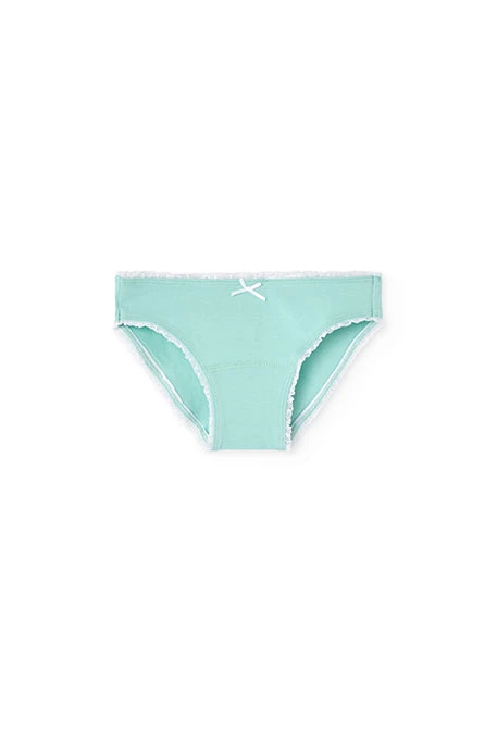 Pack of 3 knitted briefs for girls in green, pink, and white