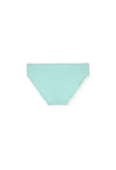 Pack of 3 knitted briefs for girls in green, pink, and white