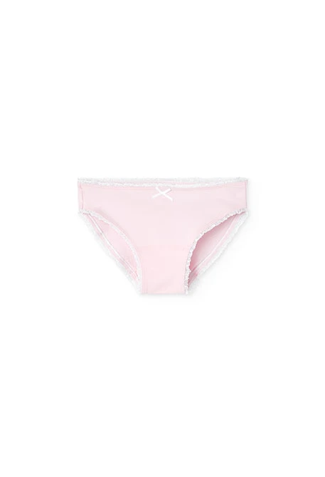Pack of 3 knitted briefs for girls in green, pink, and white