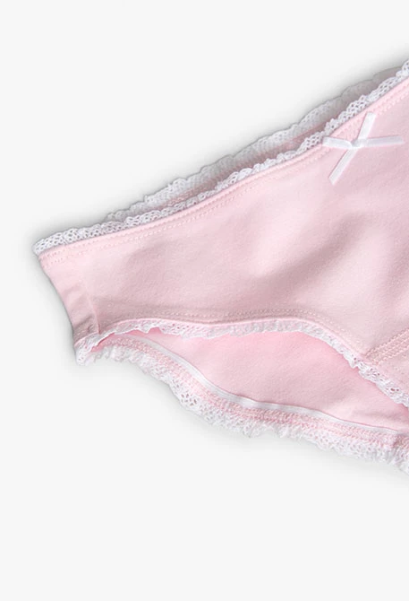 Pack of 3 knitted briefs for girls in green, pink, and white
