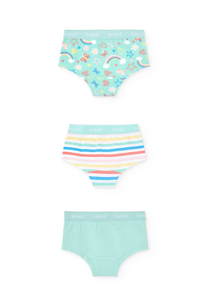 Pack of 3 girls knitted briefs with colourful print