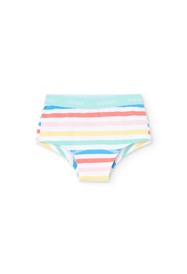 Lot de 3 culottes en maille pour fille avec motif coloré.