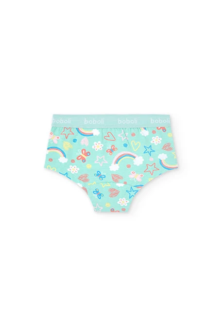 Lot de 3 culottes en maille pour fille avec motif coloré.