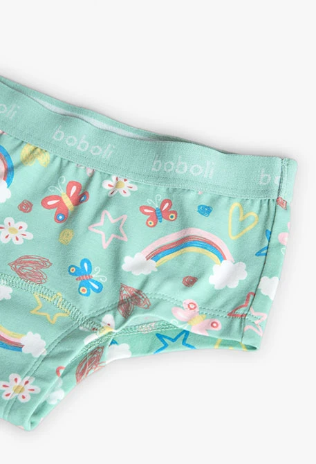 Lot de 3 culottes en maille pour fille avec motif coloré.