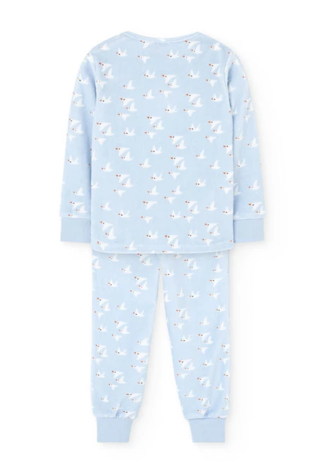 Girls´ sky blue velvet pyjamas with seagull design