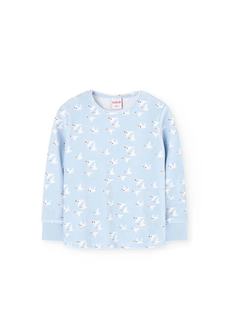 Pijama niña tercipelo gaviota azul celeste