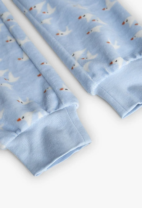 Pijama menina veludo gaivota azul claro