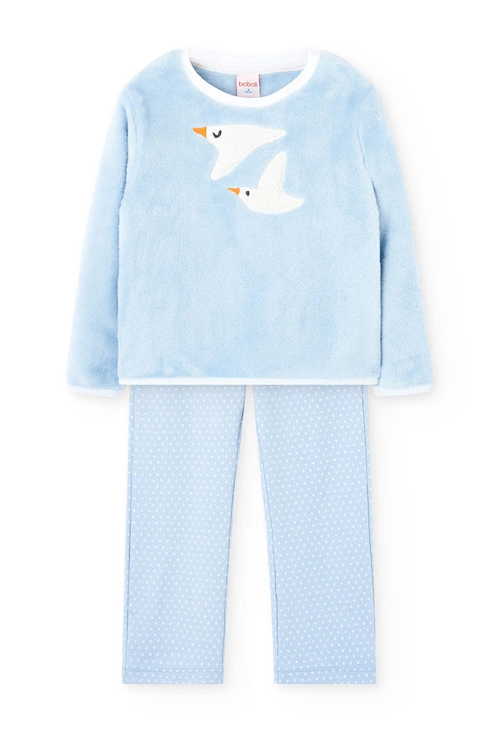 Pijama niña tercipelo azul celeste