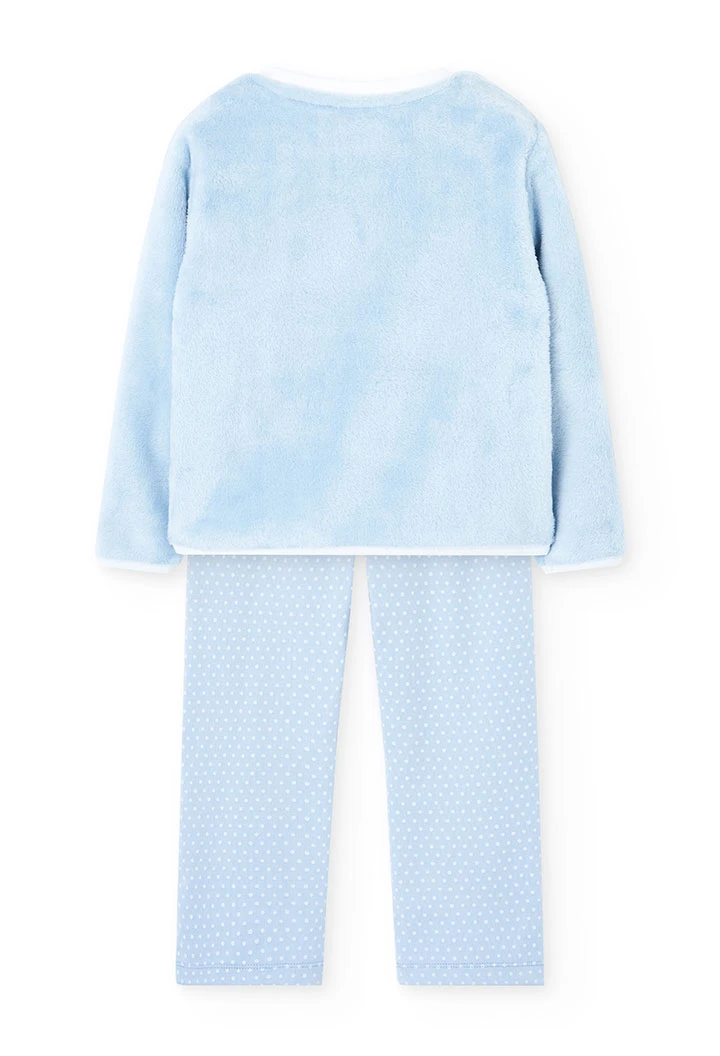 Pyjama fille en velours bleu ciel