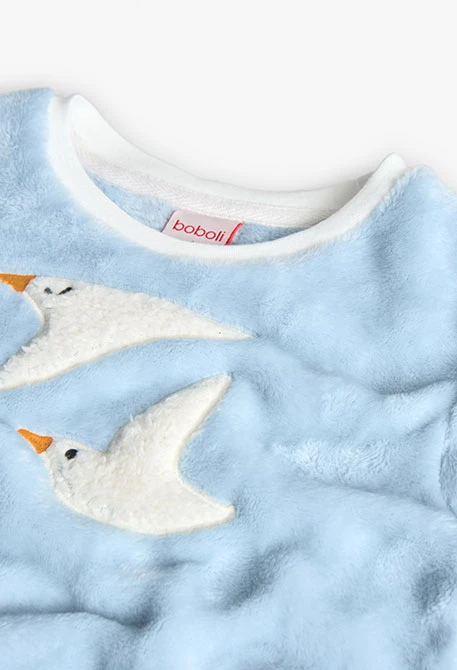 Pijama niña tercipelo azul celeste