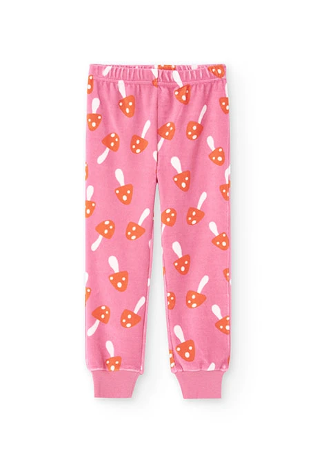 Pijama niña de terciopelo champiñones rosa