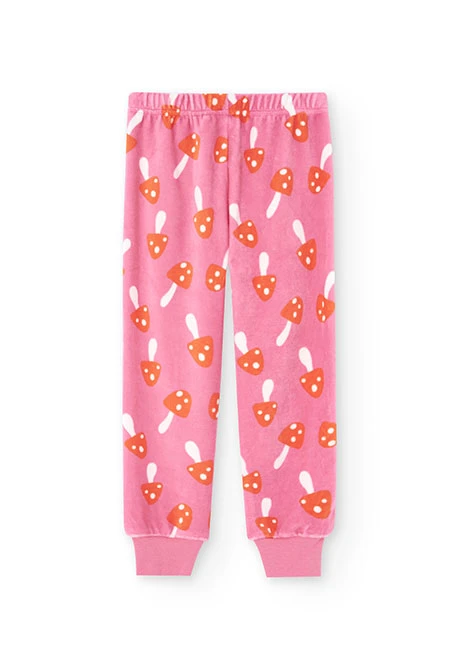 Pyjama fille en velours champignons rose