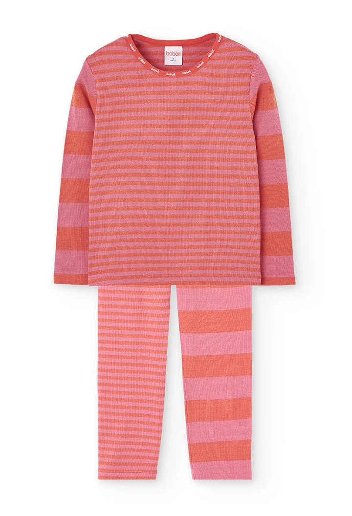 Girl´s pink and red striped pyjamas