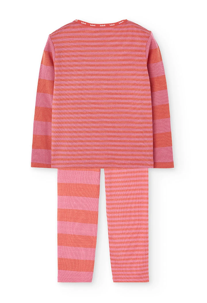 Pyjama fille rayé rose rouge