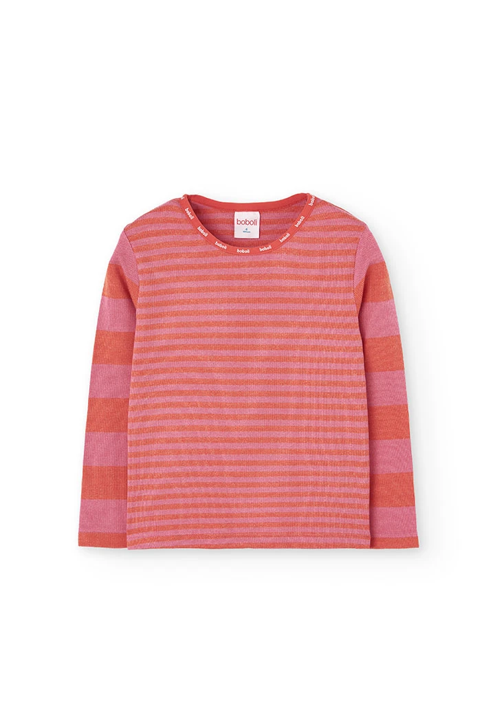 Pyjama fille rayé rose rouge