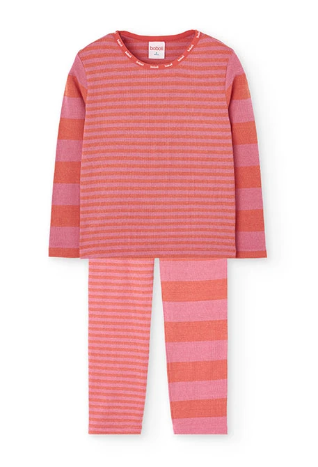 Pyjama fille rayé rose rouge