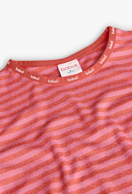 Pijama menina riscas rosa vermelho