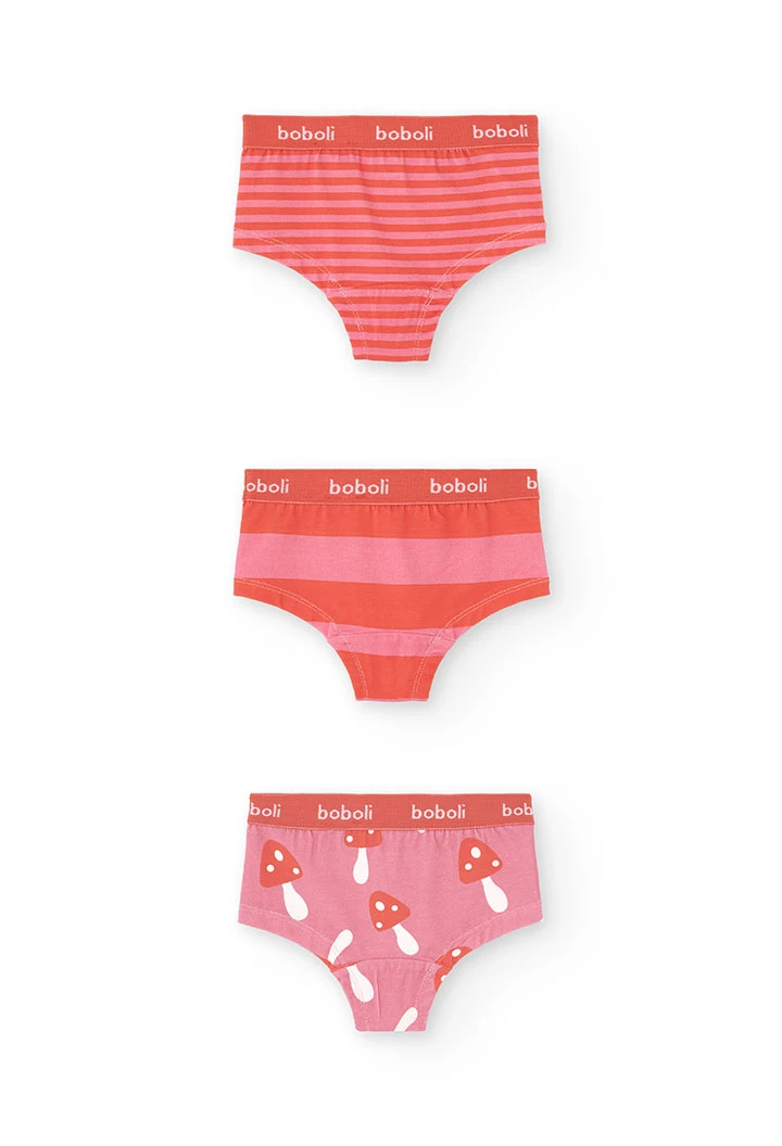 Confezione da 3 mutandine a righe rosa rosso