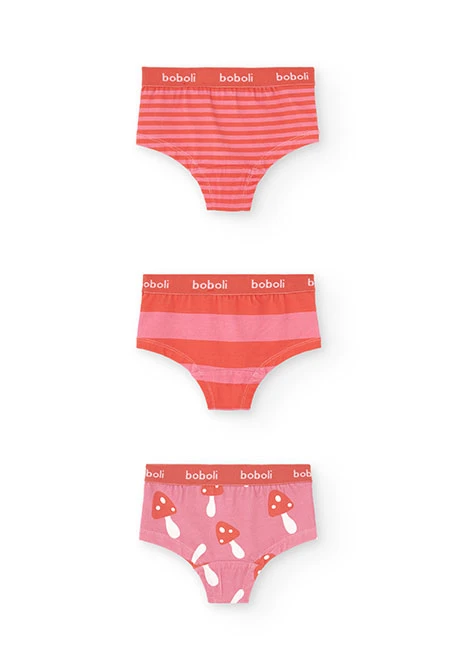 Lot de 3 culottes à rayures roses et rouges
