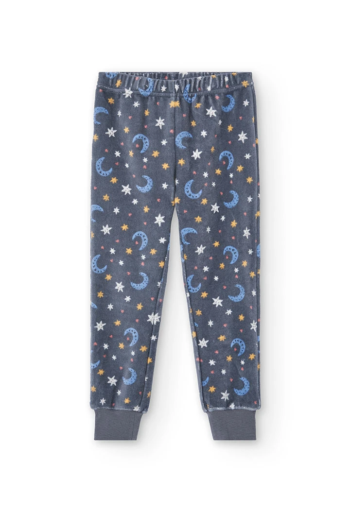 Pyjama fille velours étoiles lunes