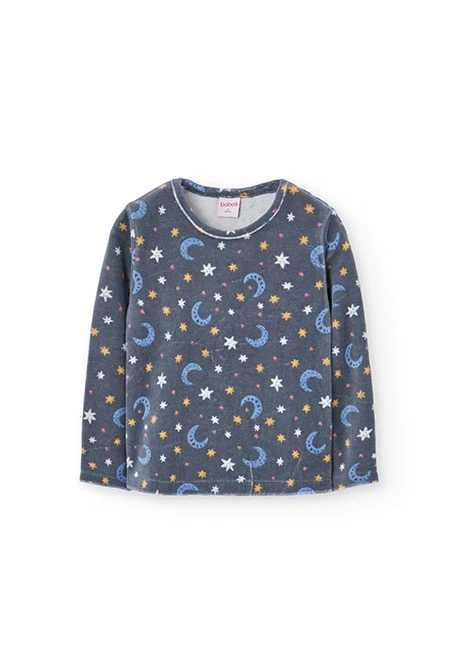 Pigiama bambina velluto stelle lune