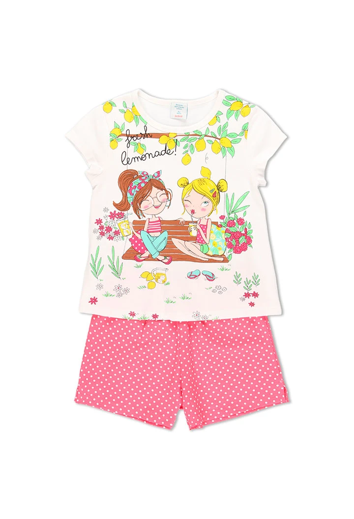 Pyjama en tricot a petits pois pour fille