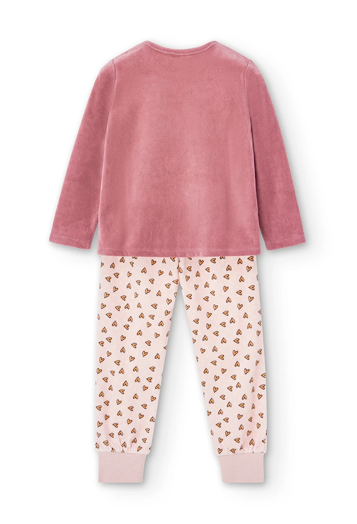 Pyjama en velours coeurs pour fille
