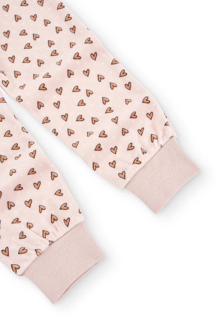 Pyjama en velours coeurs pour fille