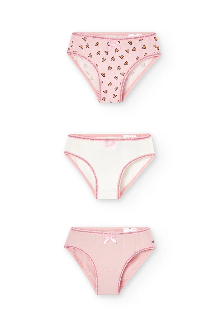 Pack de 3 culottes coeurs pour fille