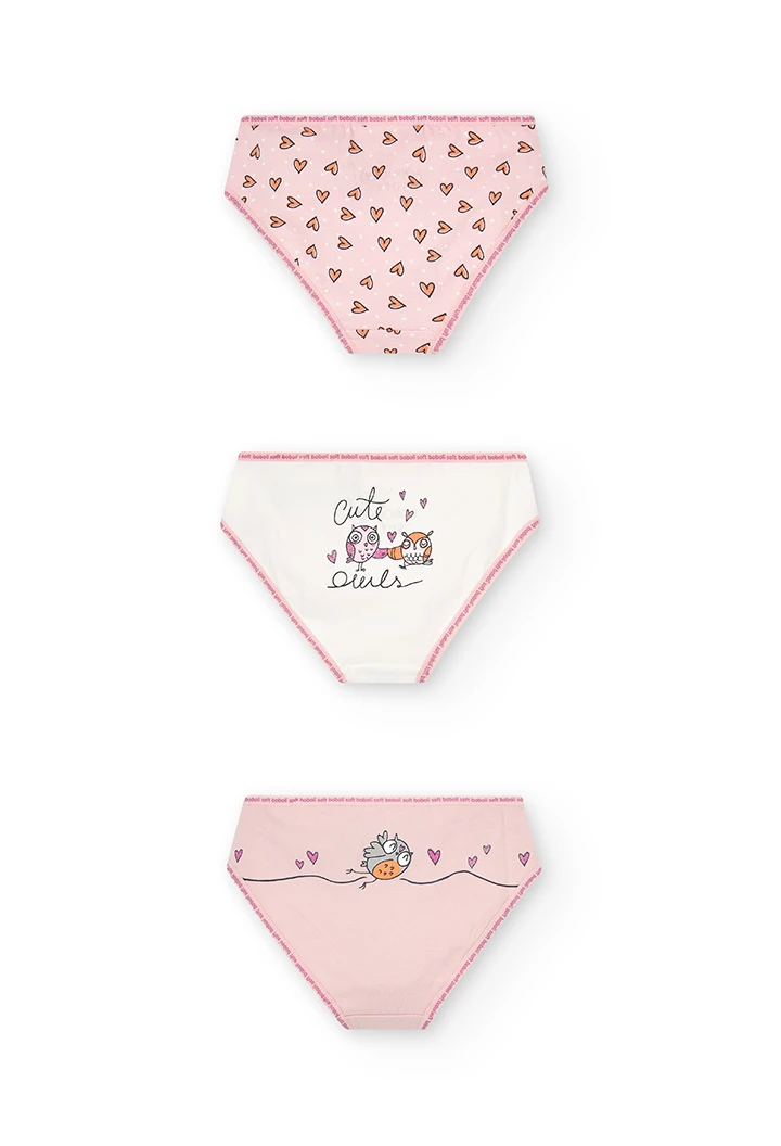 Pack de 3 culottes coeurs pour fille