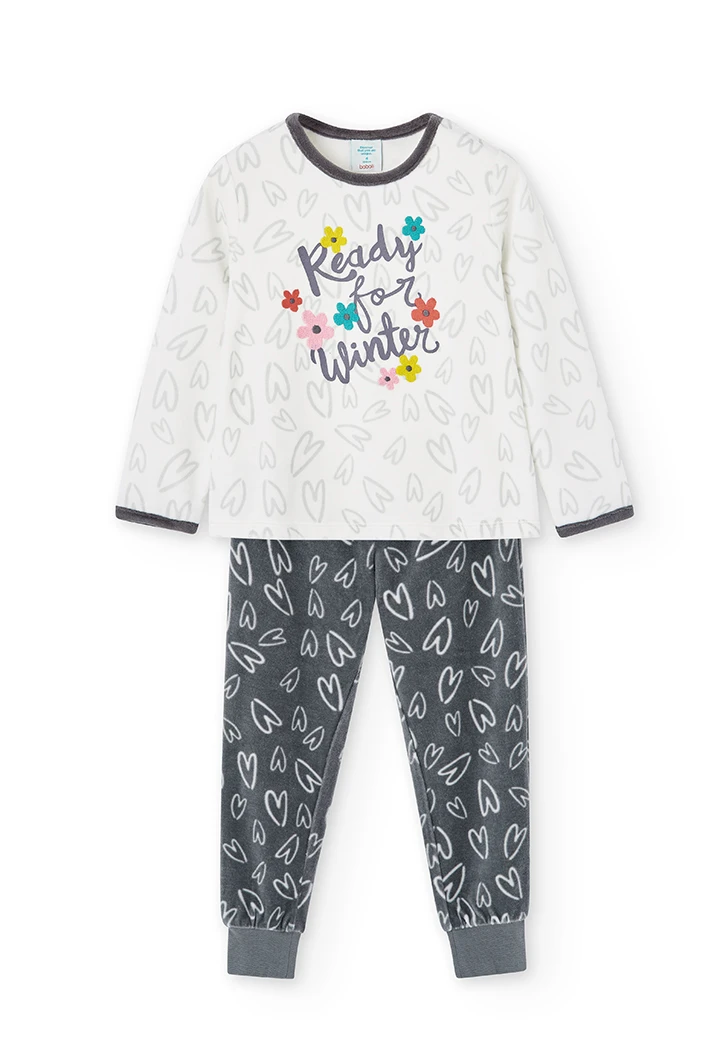 Pyjama en velours coeurs pour fille