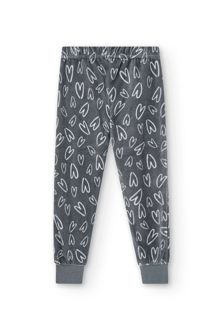 Pyjama en velours coeurs pour fille