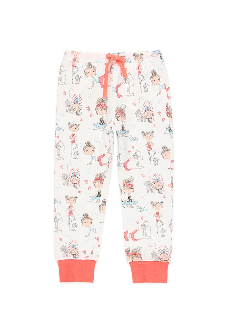 Knitted pyjamas for girls printed in red