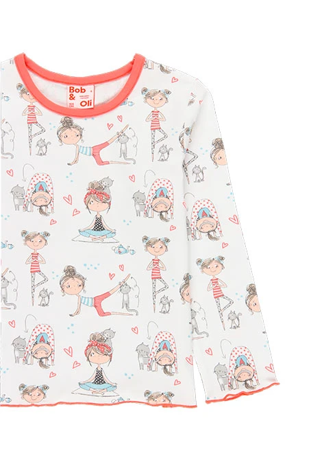 Pijama für Mädchen rotem Muster