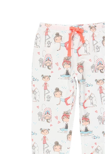 Knitted pyjamas for girls printed in red