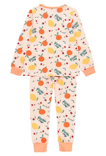 Pijama de punt de nena estampat en taronja