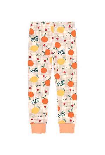 Pijama de punto de niña estampado en naranja
