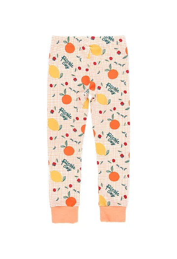 Pijama pour fille en estampada de couleur orange