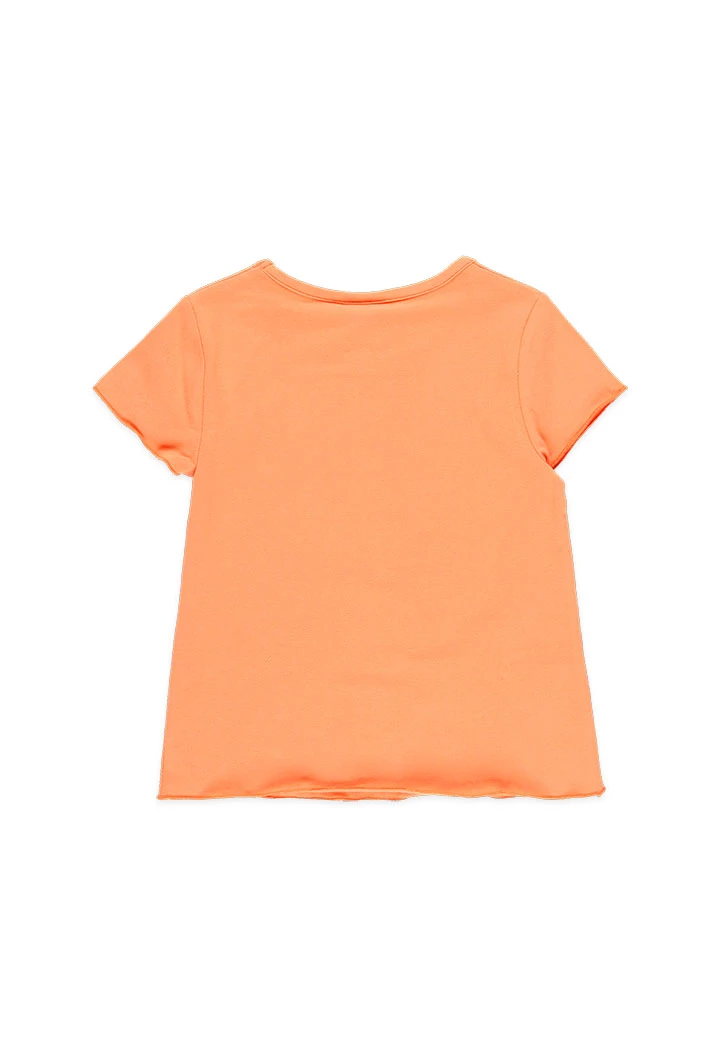 Pijama court pour fille en estampé de couleur orange