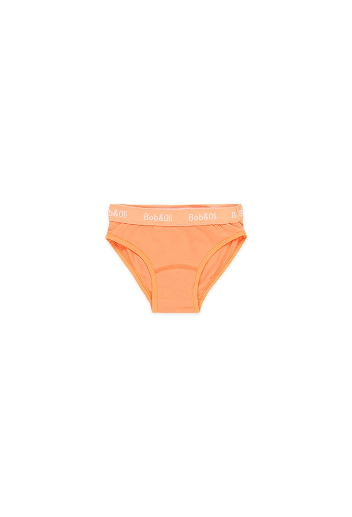 Pack 3 culottes pour fille en coton avec estampage de couleur orange