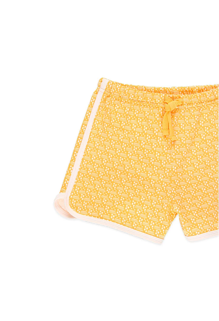 Pijama kurz für Mädchen in Baumwolle mit Muster Gelb