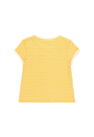 Pigiama corto per bambina in cotone con stampa de color giallo