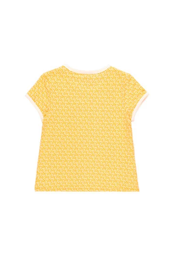 Pijama de punto corto de niña estampado en amarillo