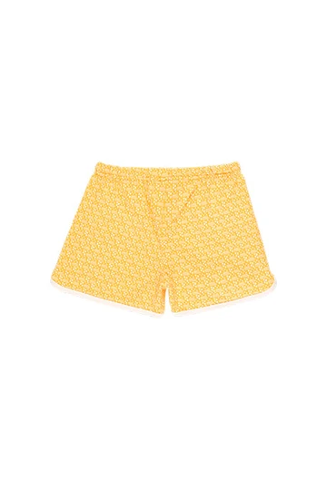 Pijama de malha curto para menina com estampado amarelo