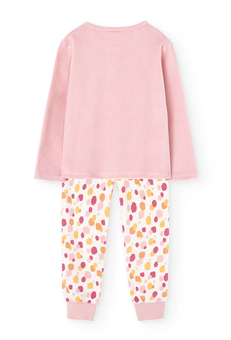 Velvet pyjamas for girls in pink